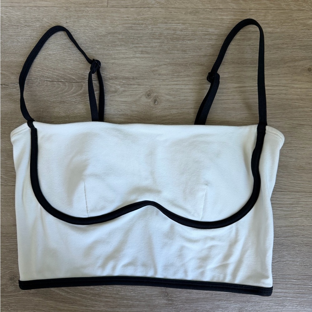 ALO Yoga White and Black Crop Top